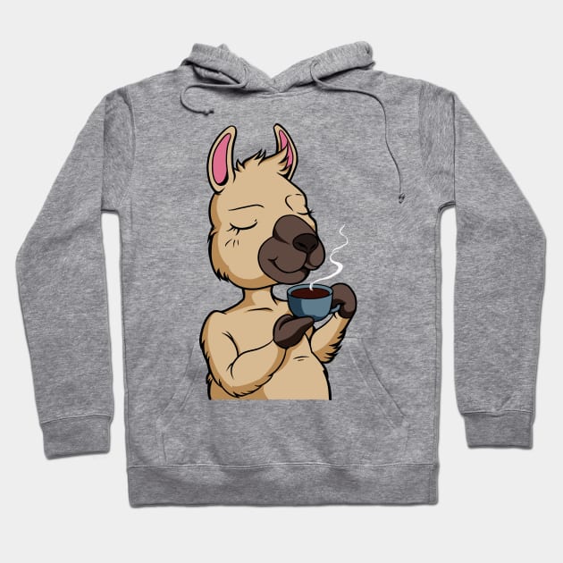 Llama drinking coffee - Coffee drinker Hoodie by Modern Medieval Design